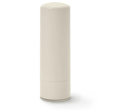 Bâton de baume à lèvres beige.
