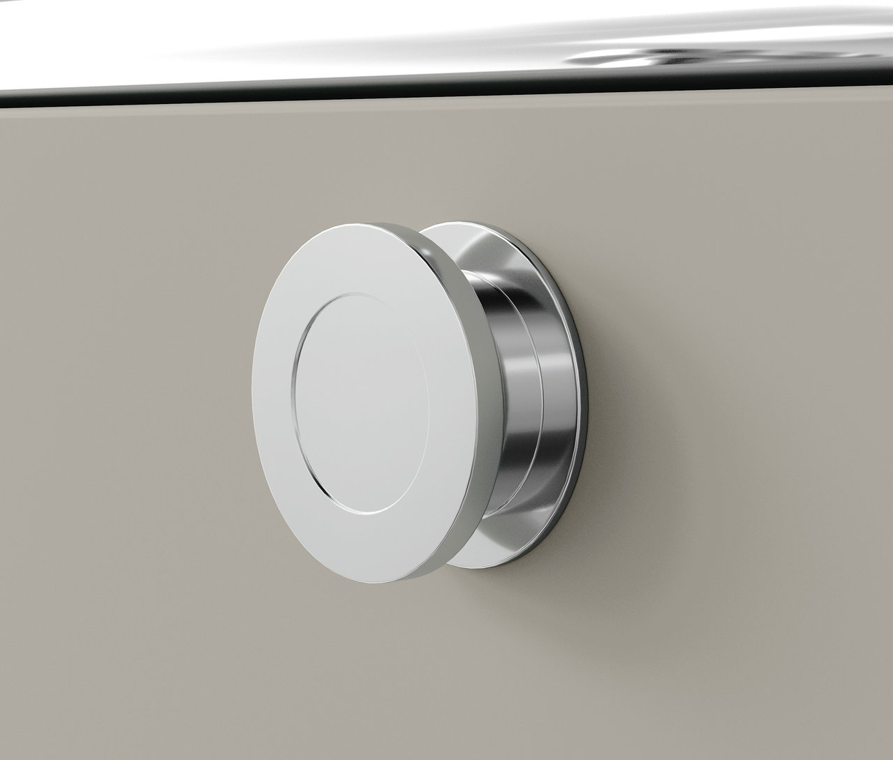 Détail du caisson à roulettes « CN3 » avec 3 tiroirs, gris clair, poignée argentée.