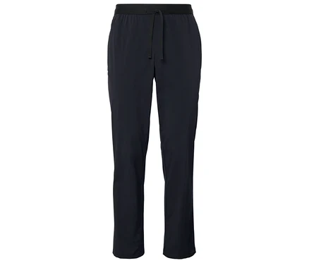 Pantalon technique bleu foncé avec cordon de serrage.