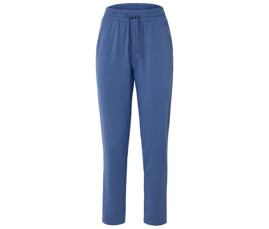 Pantalon bleu avec cordon de serrage à la taille.