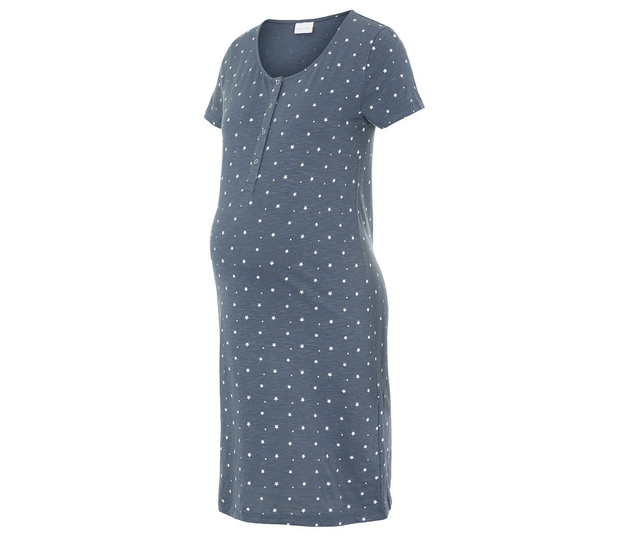 Chemise de nuit de grossesse MAMALICIOUS MLMIRA AOP JRS NIGHTGOWN 2F A. E. NOOS bleue à motif étoiles.