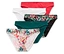 Cinq culottes en coton rouge, blanche, à motifs floraux, vert foncé et à feuilles colorées sont posées les unes sur les autres.