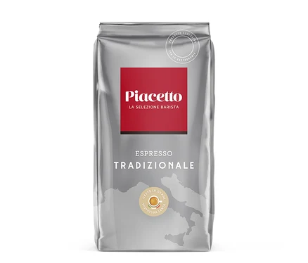Paquet d'Espresso Tradizionale Piacetto – 1 kg, en grains.
