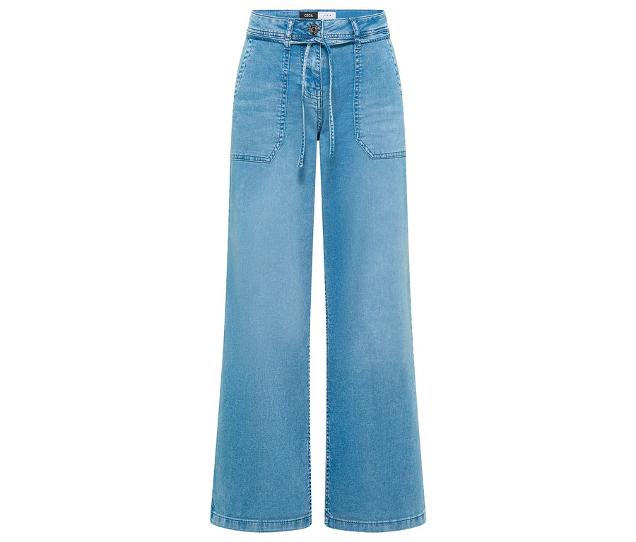 Jean CECIL « Neele » bleu clair à jambes larges, avec ceinture à nouer et poches plaquées à l'avant.