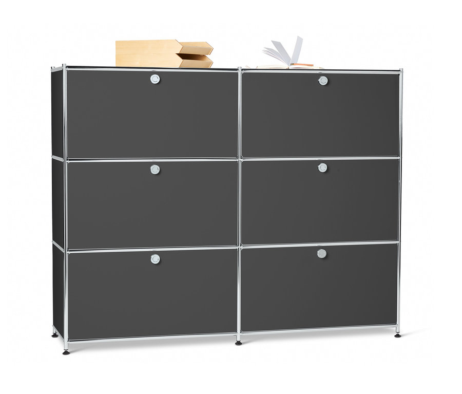 Commode en métal grise « CN3 » avec 6 compartiments à abattants.