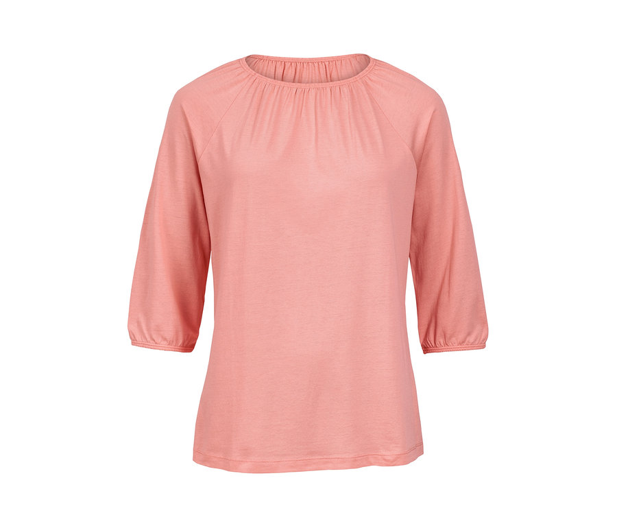 T-shirt corail à manches 3/4.