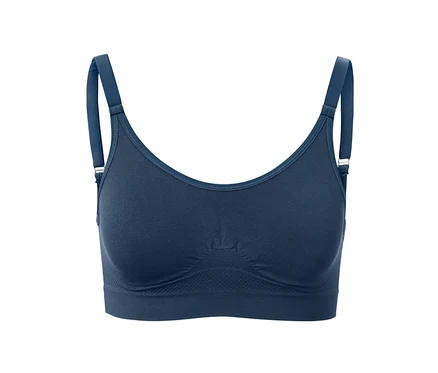 Soutien-gorge de sport sans coutures bleu foncé.