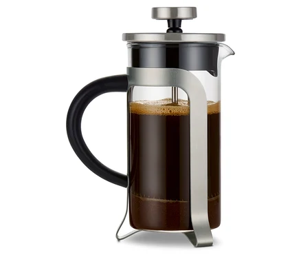 Cafetière à piston argentée de 300 ml pour 2 tasses.