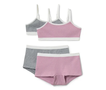 Lot de lingerie pour fille gris et rose.