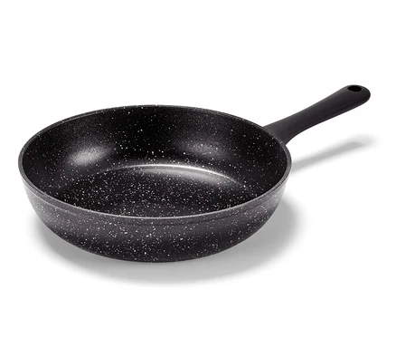 Poêle noire professionnelle aspect pierre de 28 cm de diamètre.