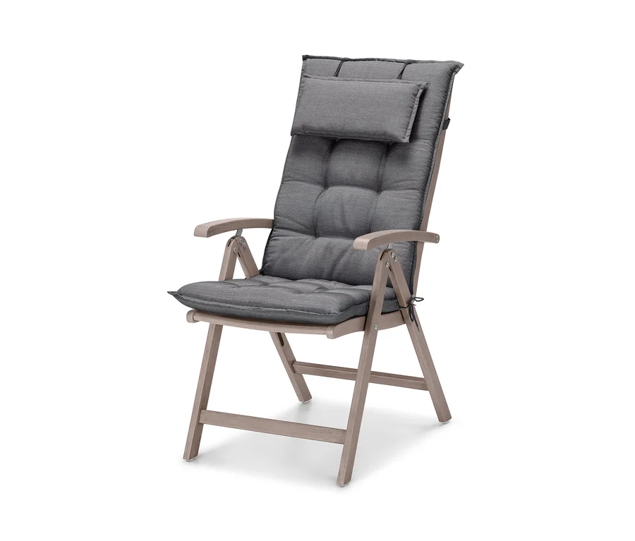 Chaises « Leira » grises avec dossier haut réglable.