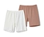 Deux shorts de cycliste, un beige et un blanc.