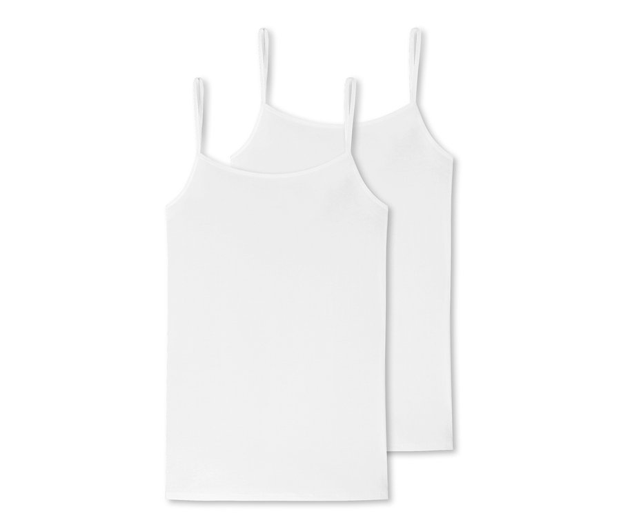 Deux tops blancs SCHIESSER superposés.