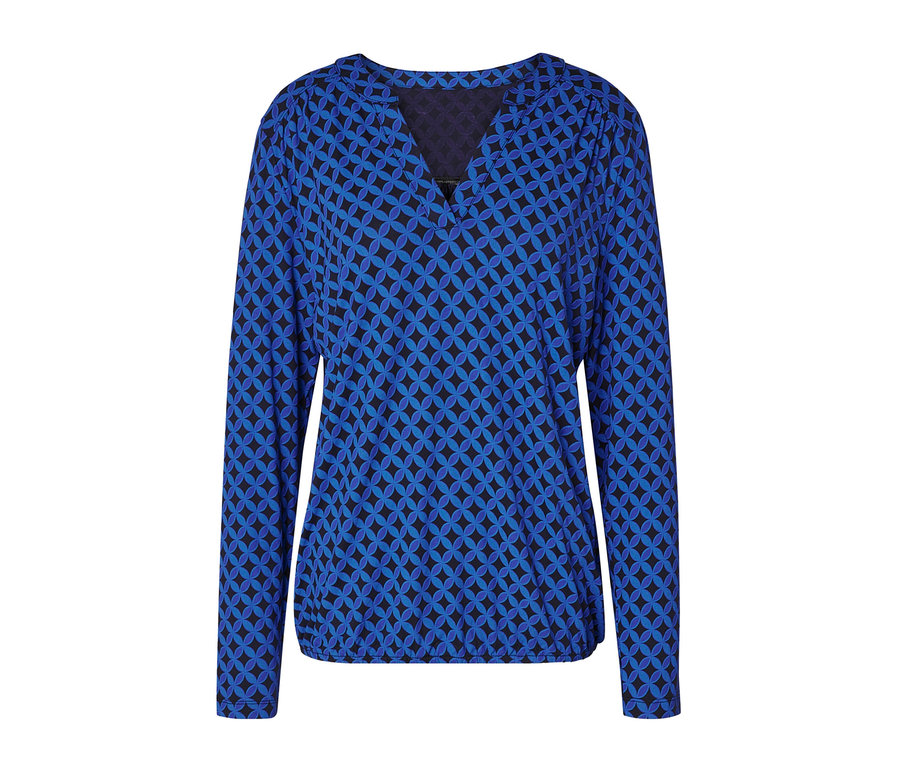Blouse imprimée bleu cobalt.