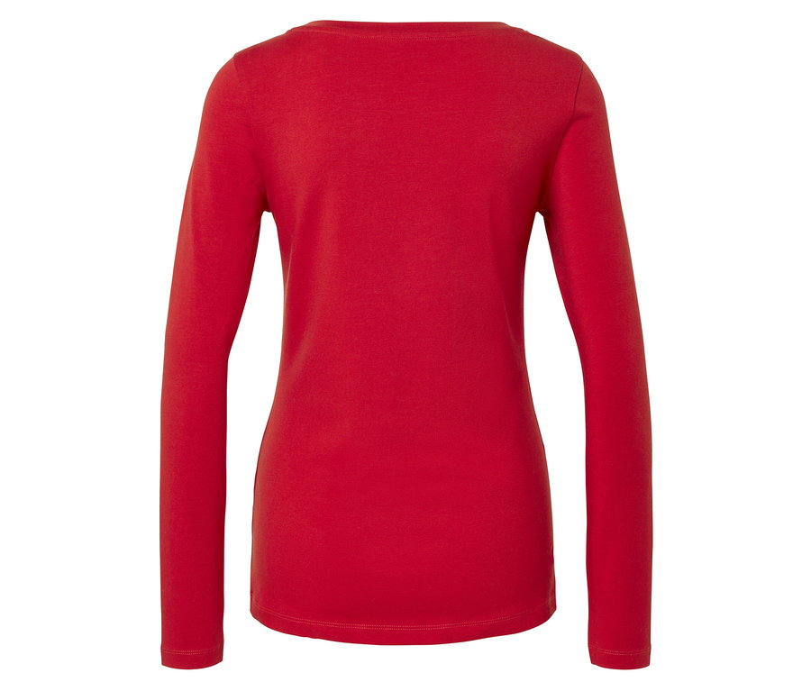 Vue arrière d'un t-shirt rouge à manches longues.