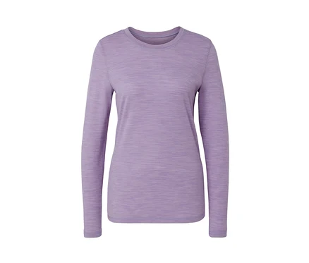 T-shirt violet à manches longues en laine mérinos.