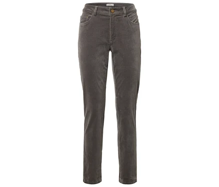Pantalon en velours côtelé gris coupe droite.