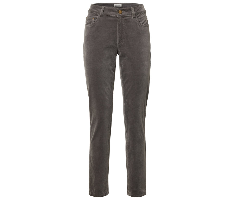 Pantalon en velours côtelé gris coupe droite.