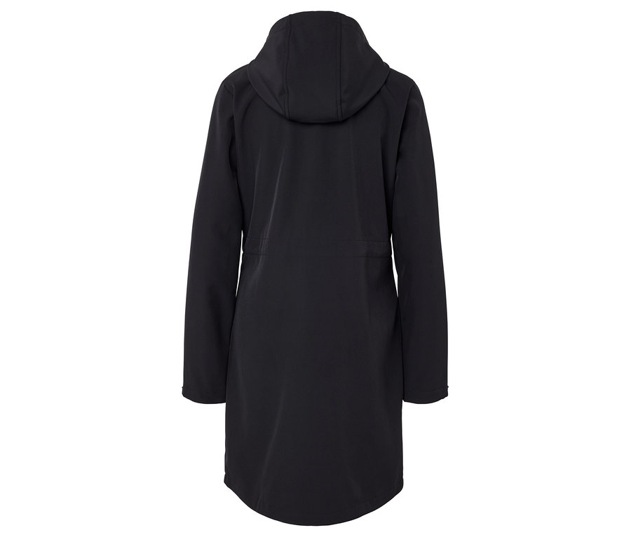 Manteau noir à capuche, vue de dos.