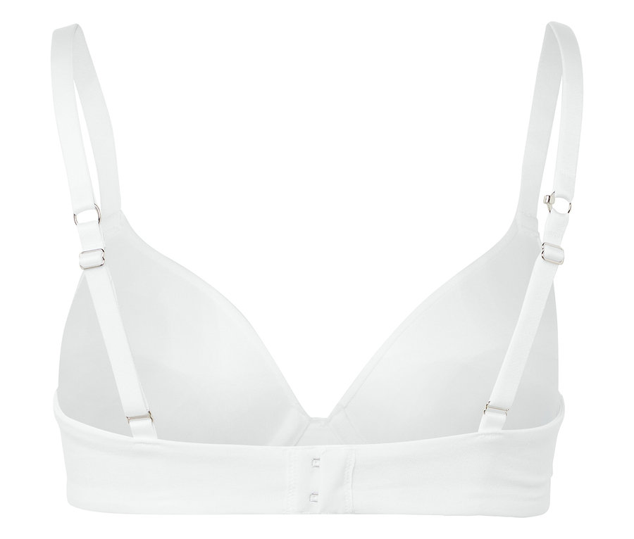 Vue arrière d'un soutien-gorge blanc avec bretelles réglables.