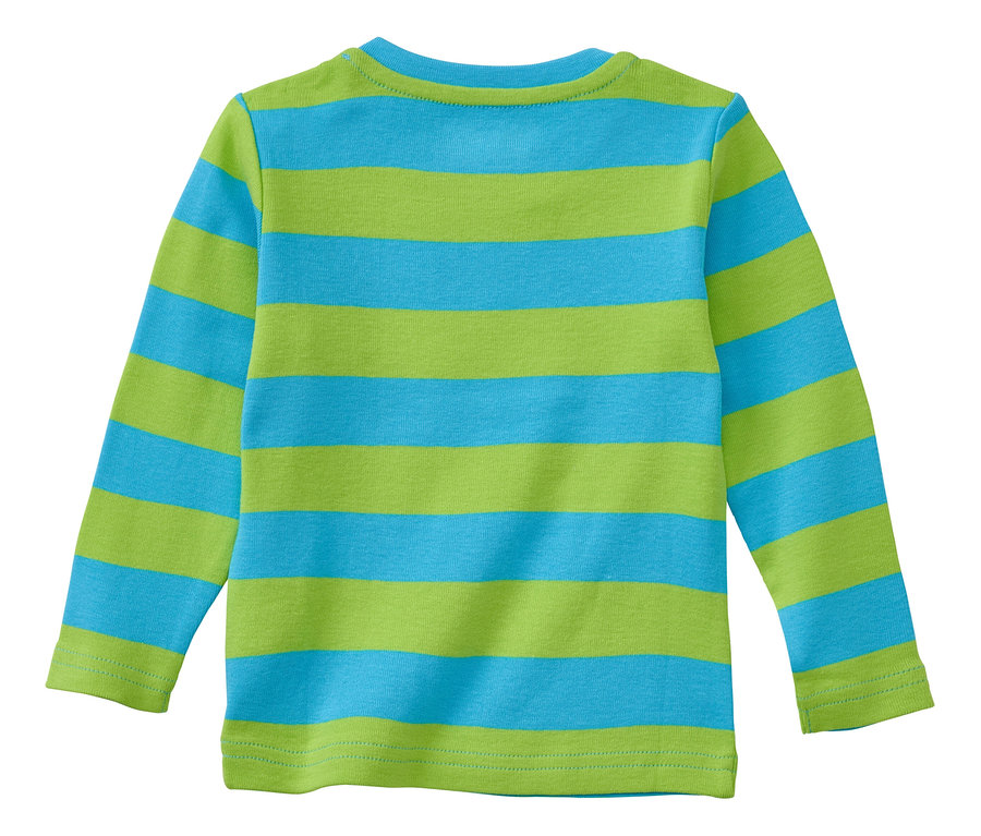 T-shirt à rayures turquoise et vert JAKO-O avec des rayures horizontales.
