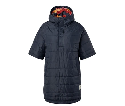 Poncho d’extérieur bleu marine à capuche.