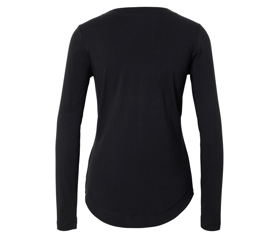 Vue arrière d'un t-shirt noir à manches longues.