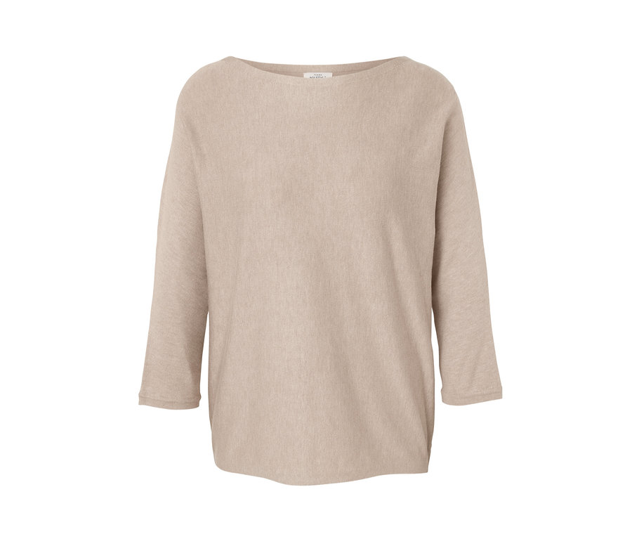 Pull en maille fine beige chiné.