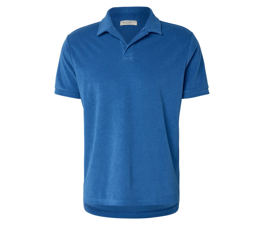 Polo bleu à manches courtes.
