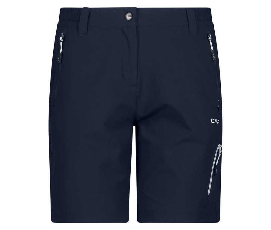 Gros plan sur le short CMP Damen-4-Wege-Stretch-Bermuda-Shorts bleu marine avec poches.