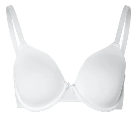 Soutien-gorge blanc à armatures et bretelles réglables, centré sur fond blanc.