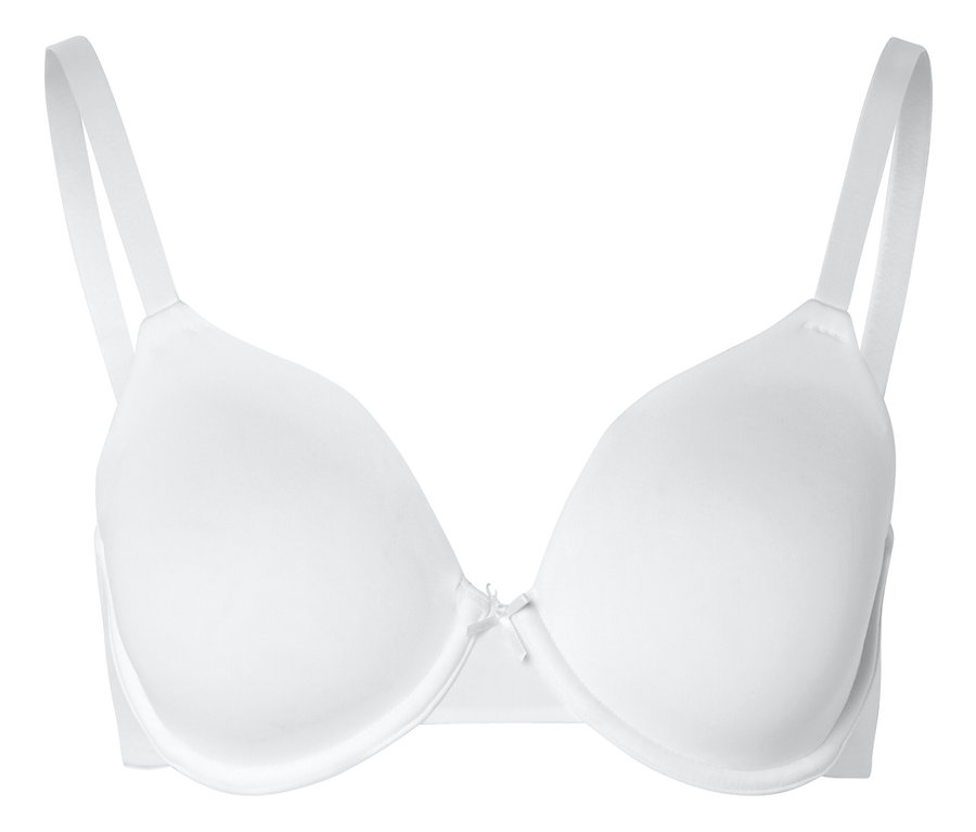 Soutien-gorge blanc à armatures et bretelles réglables, centré sur fond blanc.