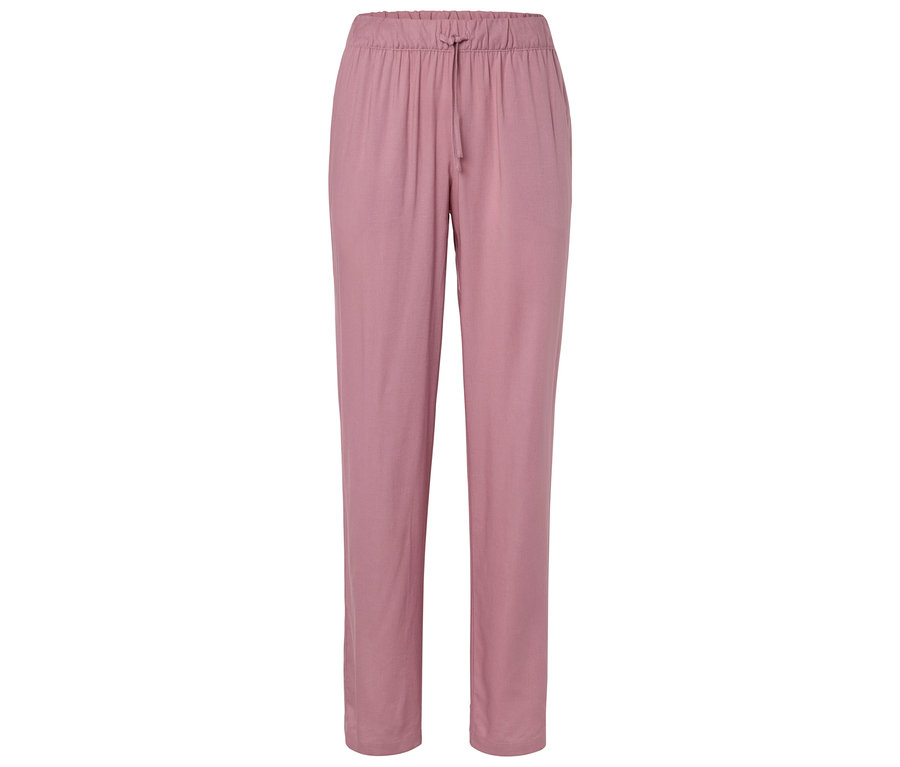 Pantalon rose coupe droite avec cordon de serrage.