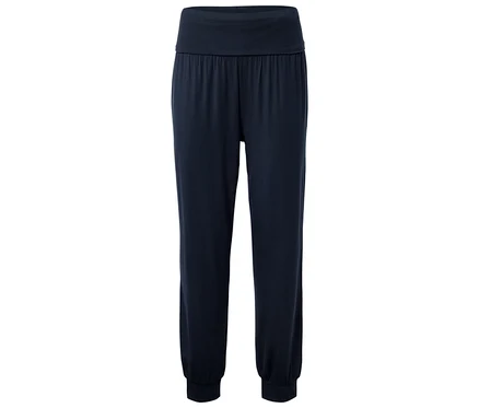 Pantalon de survêtement long en jersey bleu marine avec large ceinture et chevilles élastiquées.