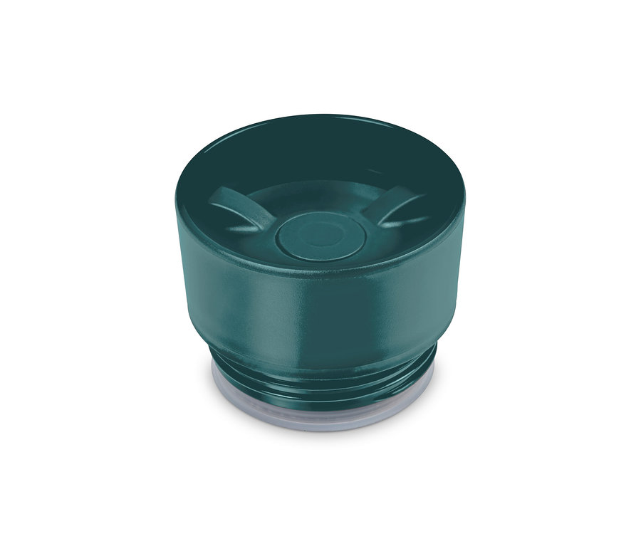 Couvercle rayé vert foncé pour gobelet à emporter.
