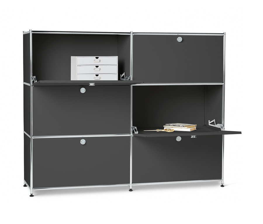 Commode en métal grise « CN3 » avec 6 compartiments à abattants.