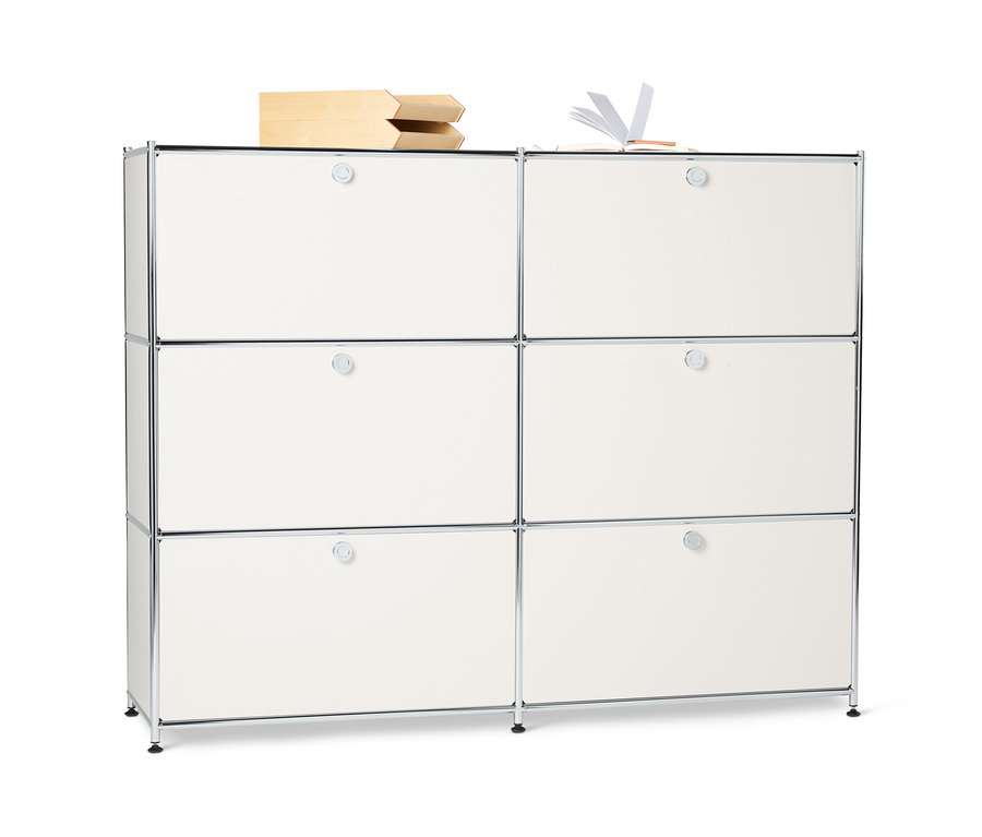 Commode en métal blanche « CN3 » avec 6 compartiments à abattants.