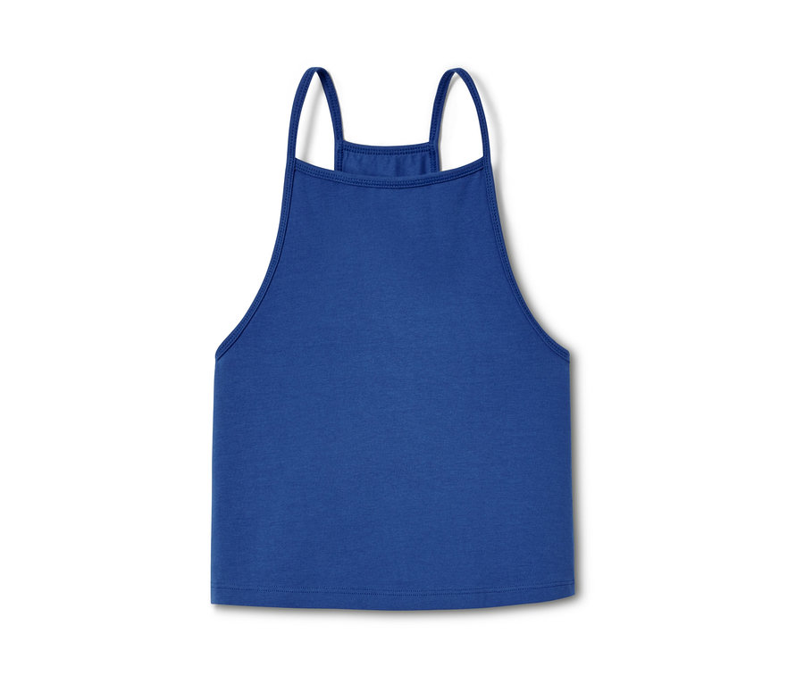 Top bleu en coton bio.