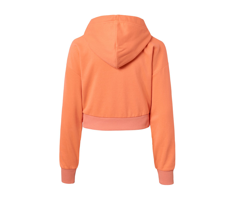 Vue arrière d'une jaquette de sport courte et molletonnée orange.