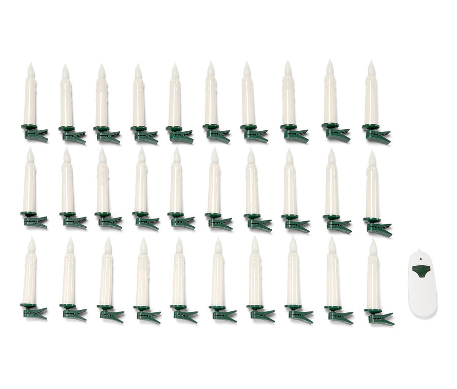 30 bougies LED pour sapin de Noël disposées sur plusieurs rangées avec une télécommande.