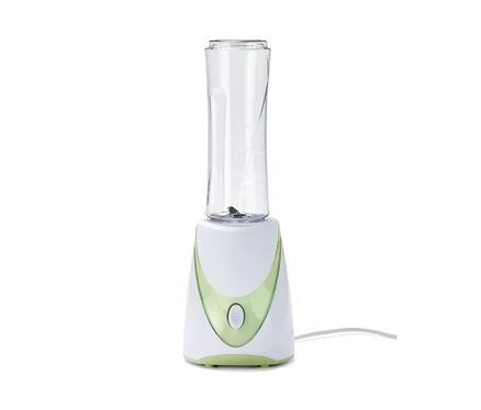 Un machine à smoothies, 250 W, avec un récipient transparent.