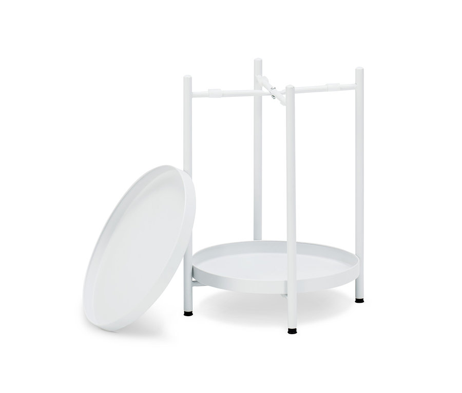 Table d'appoint en métal avec plateau amovible.
