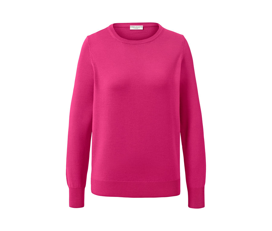 Pull en maille fine mérinos framboise.