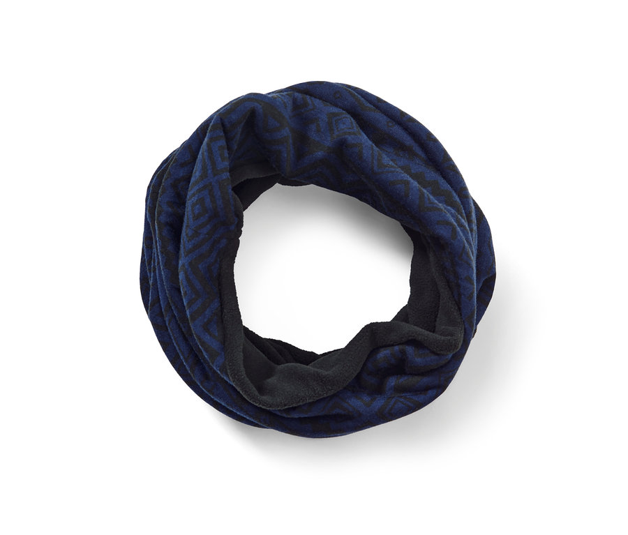 Col en polaire thermo bleu avec motif noir.
