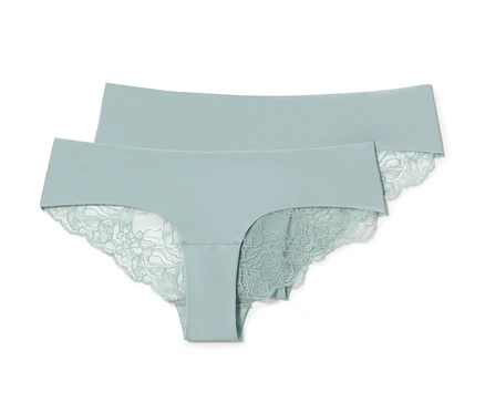 Deux slips brésiliens Magic Cut turquoise.