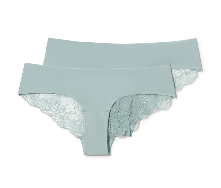 Deux slips brésiliens Magic Cut turquoise.