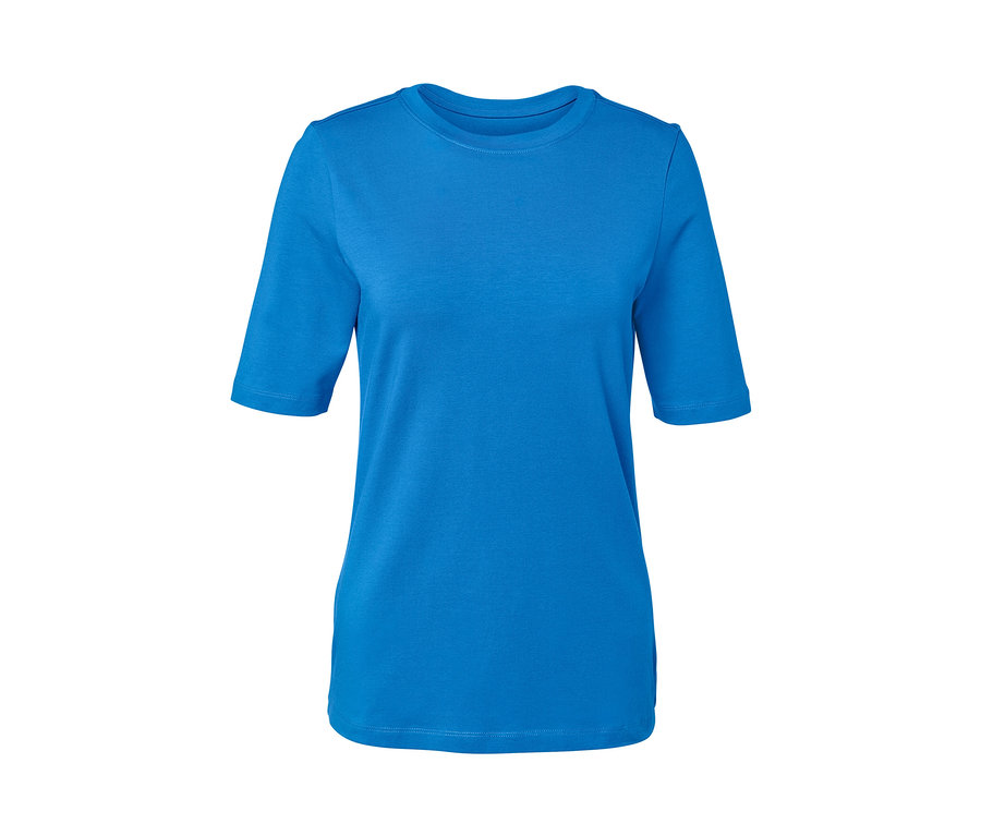 T-shirt bleu cobalt à manches courtes.