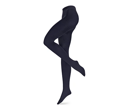 Collants thermiques bleus sur fond blanc.