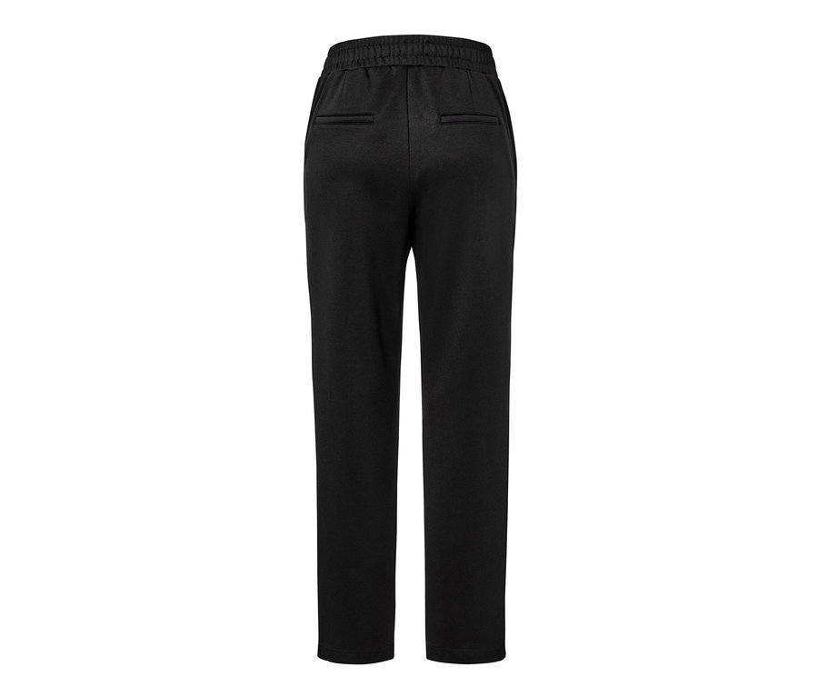 Vue détaillée de l'arrière d'un pantalon de jogging noir.