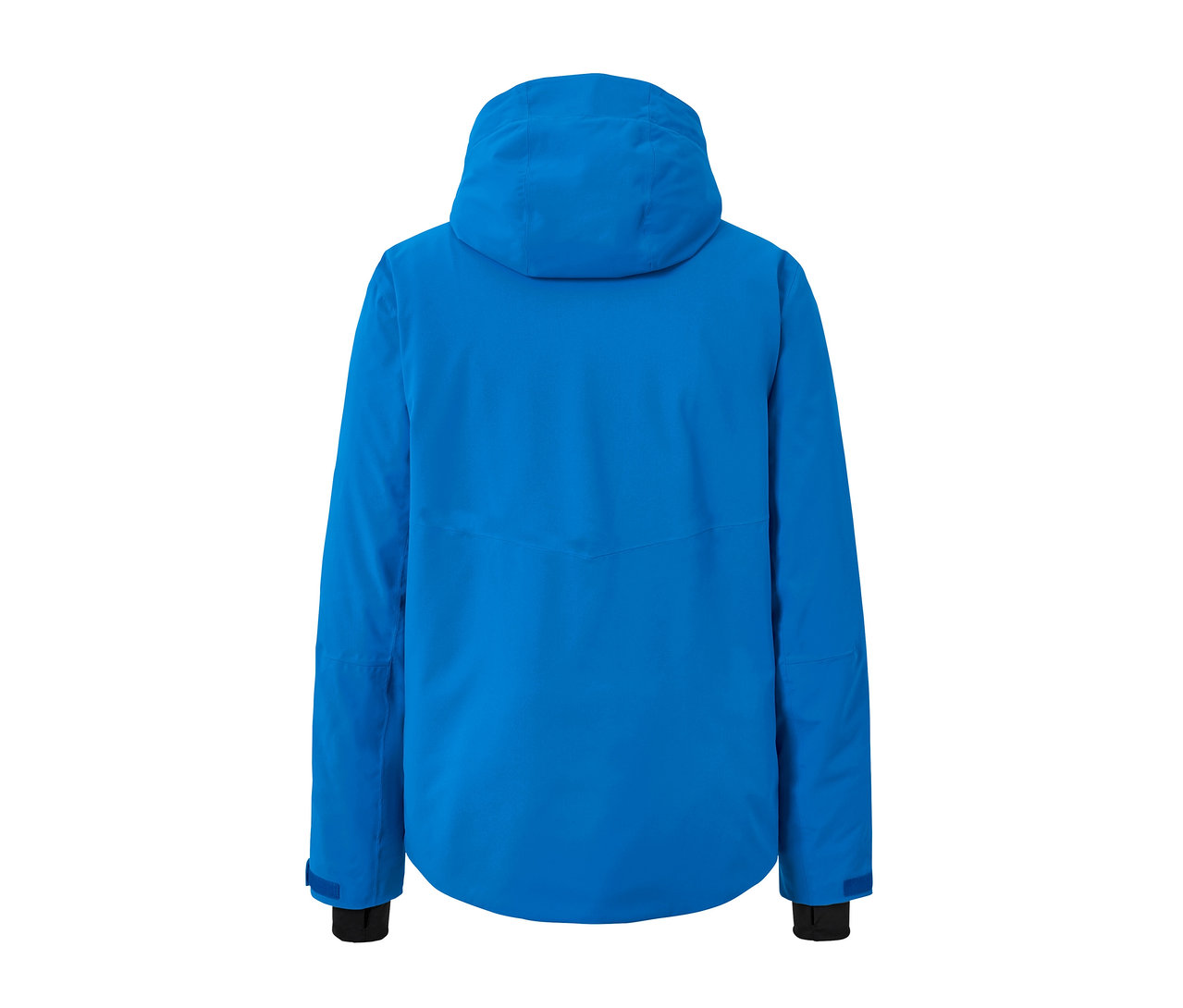 Vue arrière d'une veste de ski high-tech bleue.